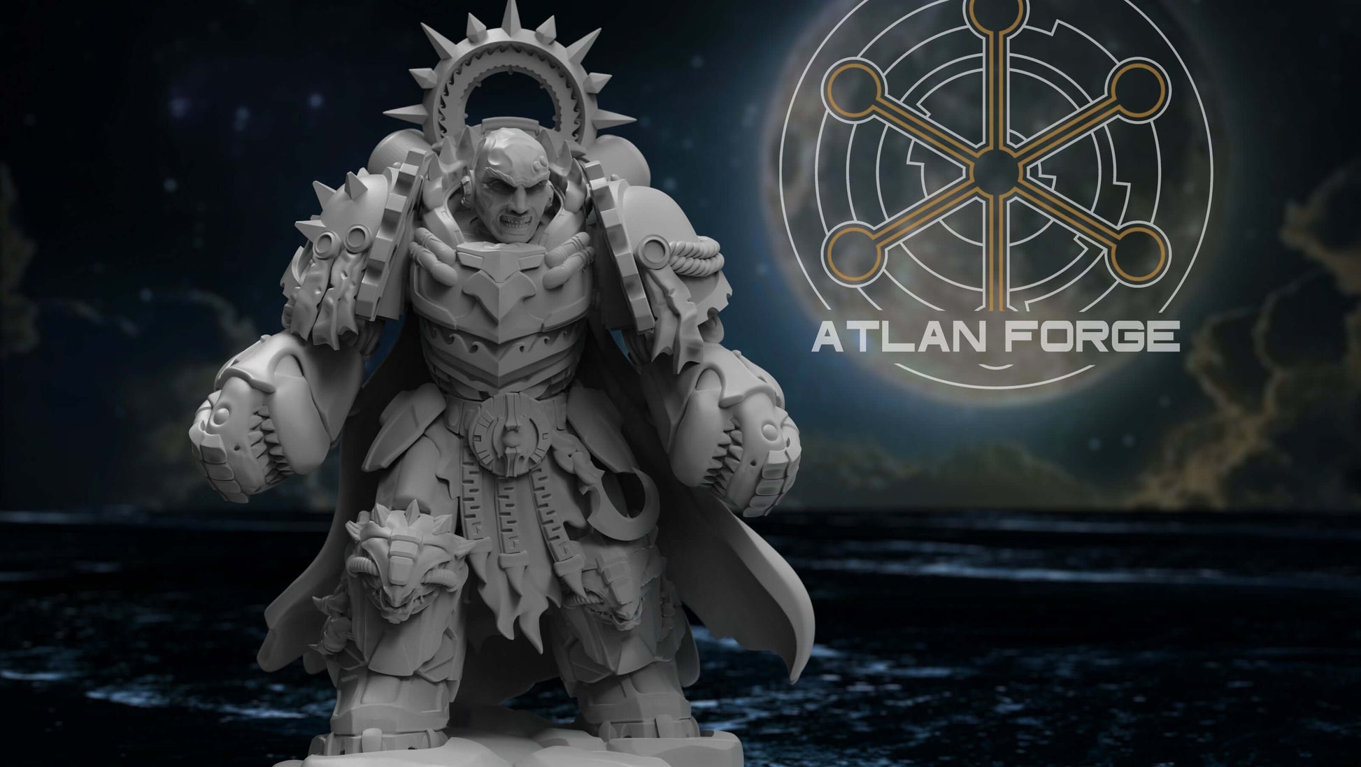 Wai Toa Kāpene armoured warrior captain miniature with polearm and scenic base