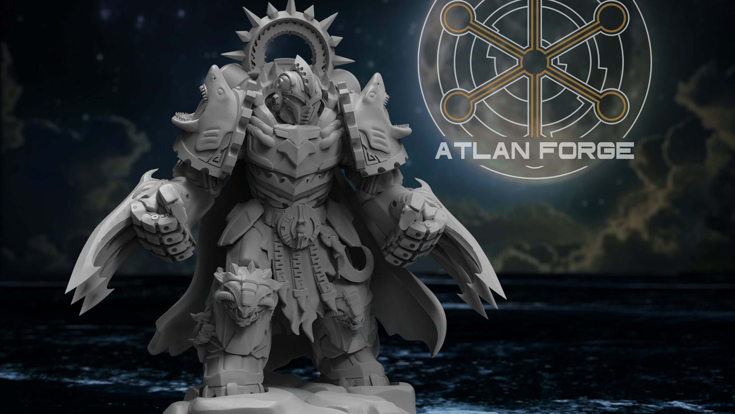 Wai Toa Kāpene armoured warrior captain miniature with polearm and scenic base
