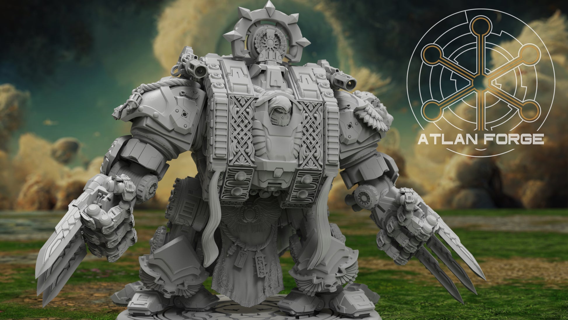 Dreadnought - Angelic Lion Dreadnought, Sci-Fi Wargaming Miniatures, 32mm Scale