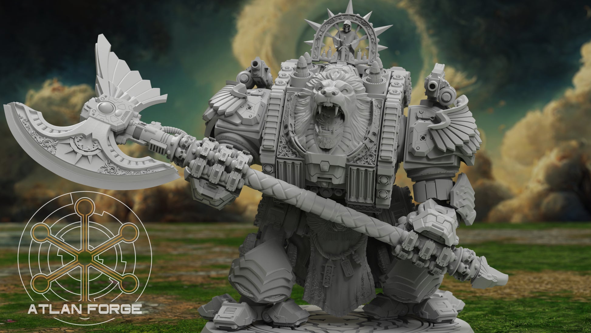 Dreadnought - Angelic Lion Dreadnought, Sci-Fi Wargaming Miniatures, 32mm Scale