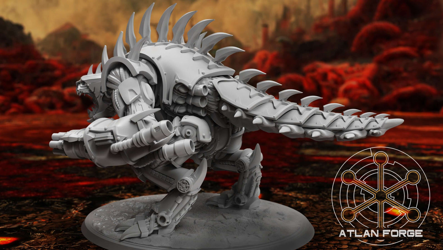 Demon War Machine – Modular Resin Miniature showcasing a cybernetic monster with spikes and weapons.
