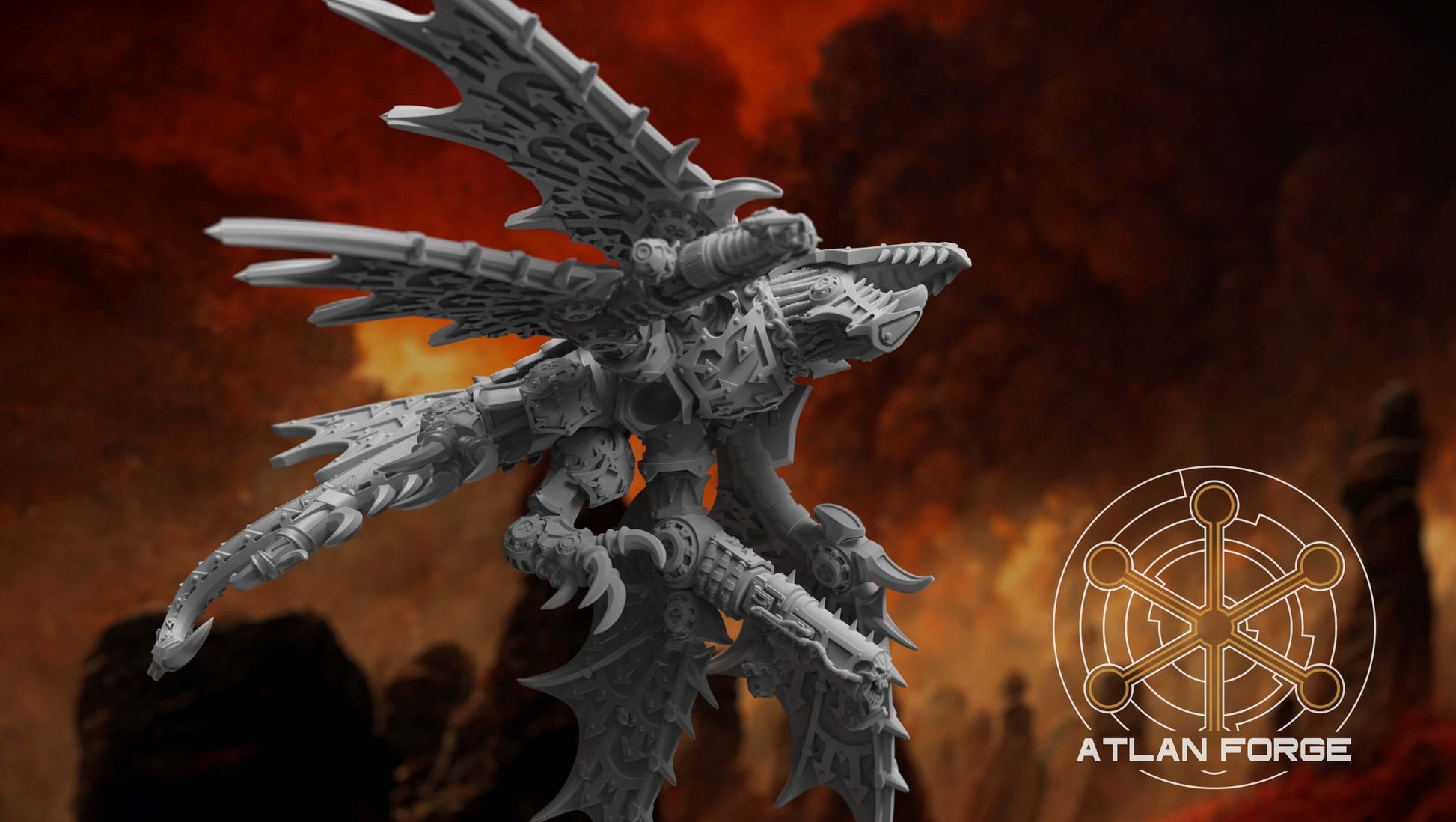 Demonic Cyberdrake demon war machine flying mechanical dragon
