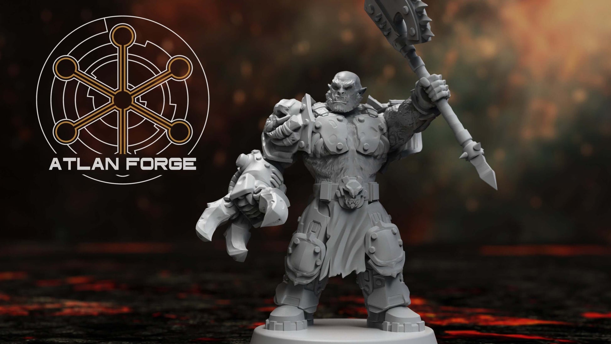 Grokk Warpack - squad of 10 unpainted resin greenskin brutes with heavy weapons, cleaver blades, and savage feral detail