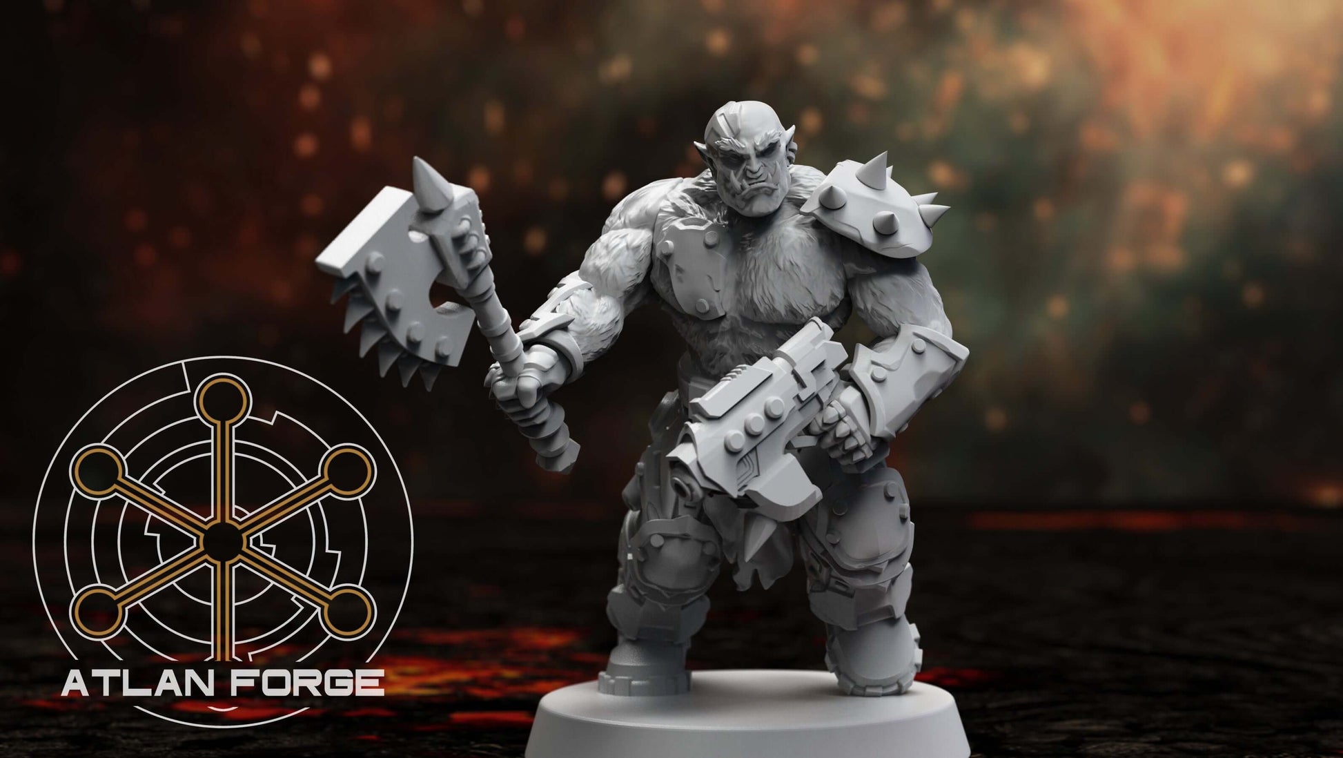 Grokk Warpack - squad of 10 unpainted resin greenskin brutes with heavy weapons, cleaver blades, and savage feral detail