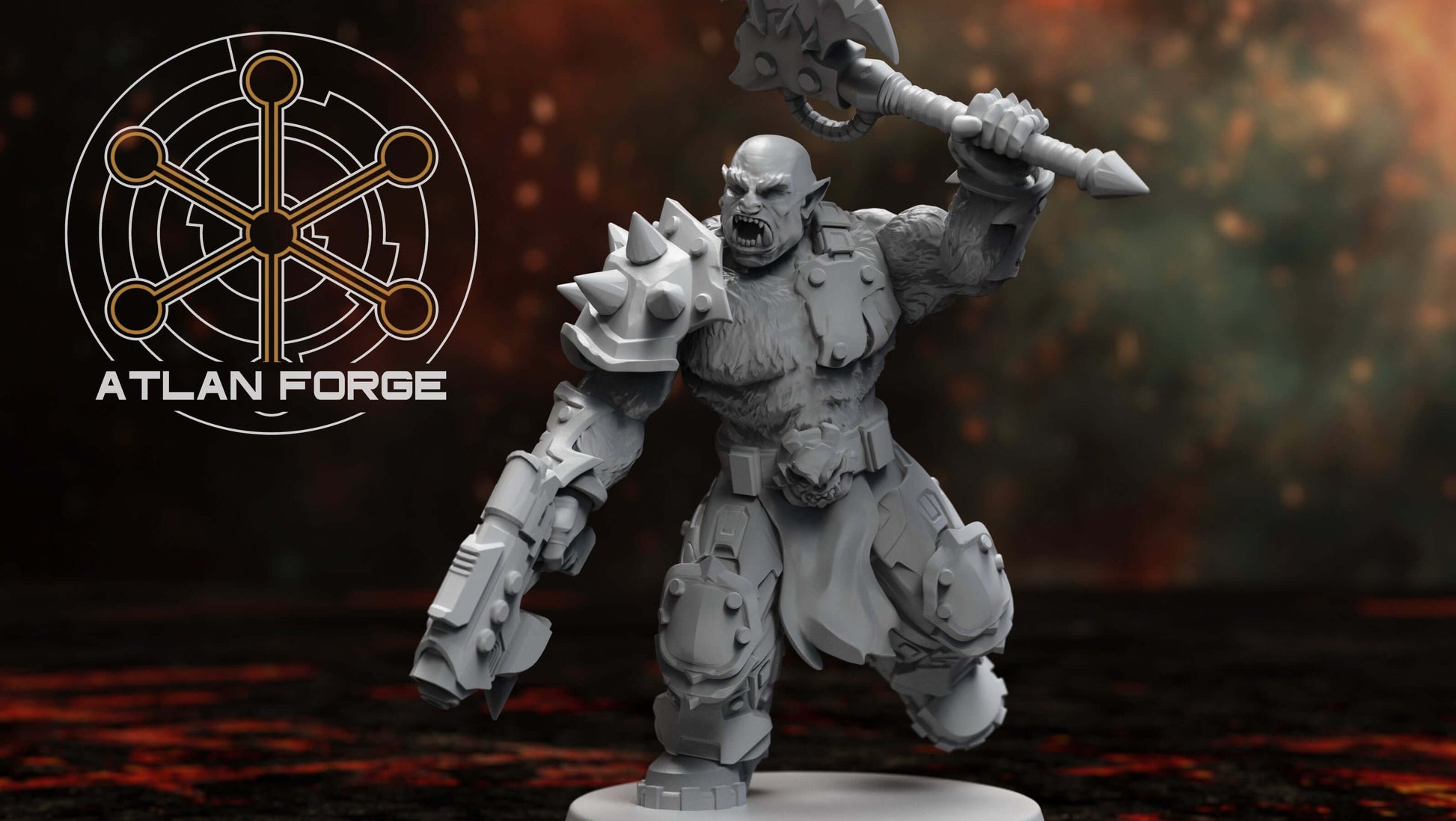Grokk Warpack - squad of 10 unpainted resin greenskin brutes with heavy weapons, cleaver blades, and savage feral detail