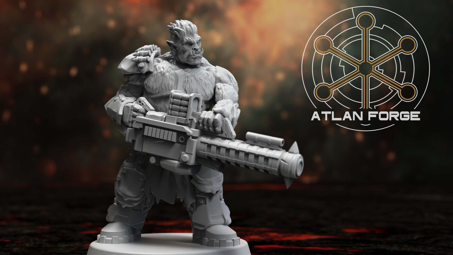 Grokk Warpack - squad of 10 unpainted resin greenskin brutes with heavy weapons, cleaver blades, and savage feral detail