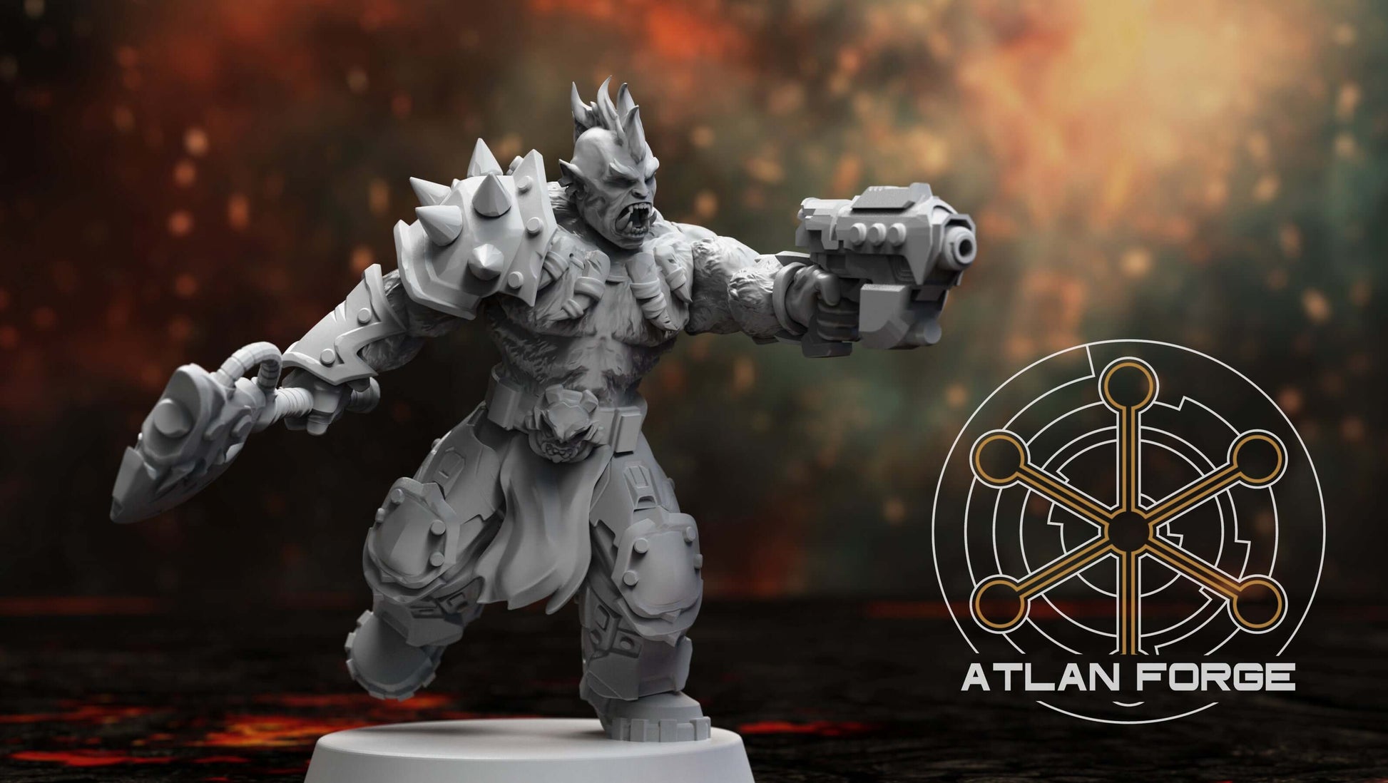 Grokk Warpack - squad of 10 unpainted resin greenskin brutes with heavy weapons, cleaver blades, and savage feral detail