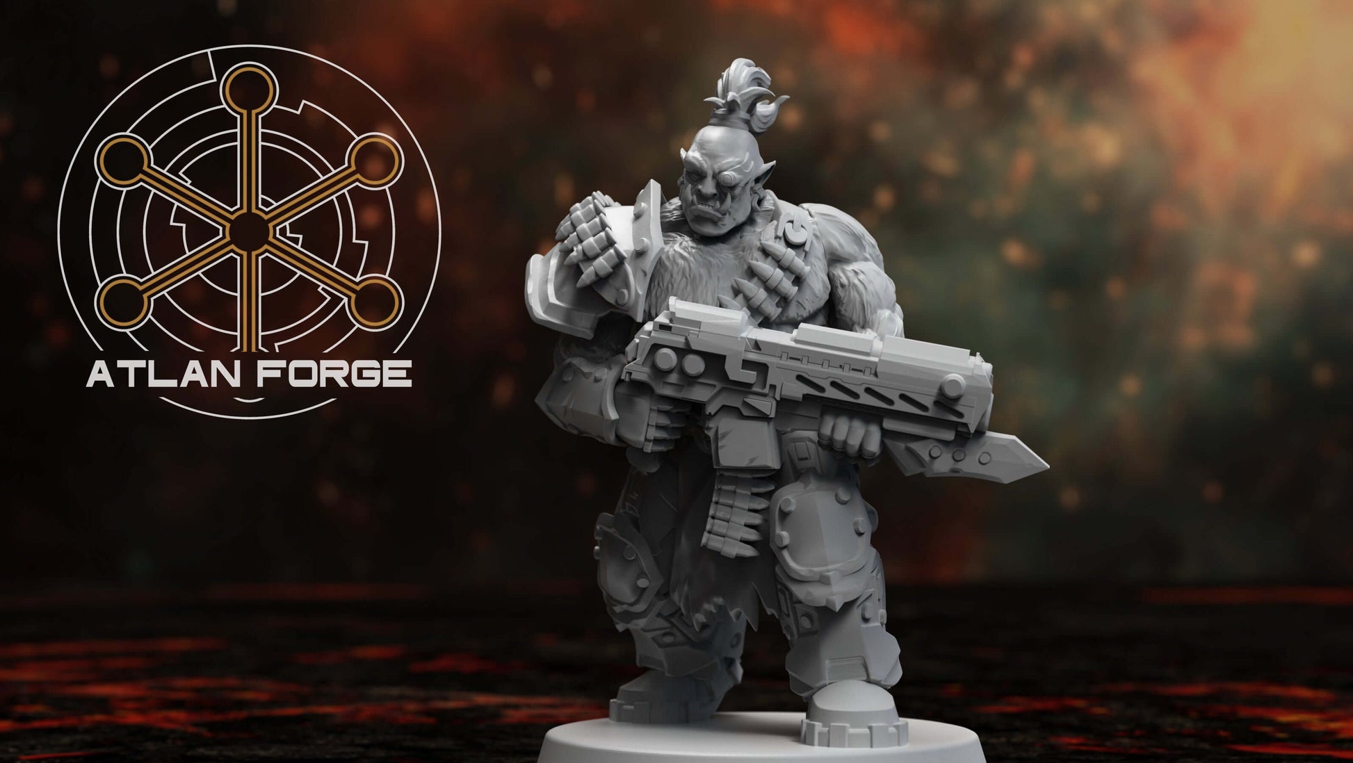 Grokk Warpack - squad of 10 unpainted resin greenskin brutes with heavy weapons, cleaver blades, and savage feral detail