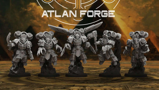 Aegyptian Scions of Aten elite sci-fi warrior squad with ornate armour