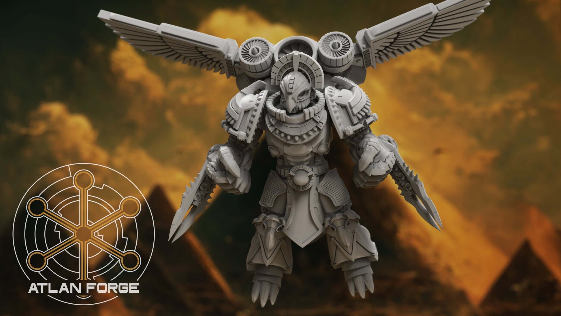Aegyptian Scions of Aten elite sci-fi warrior squad with ornate armour