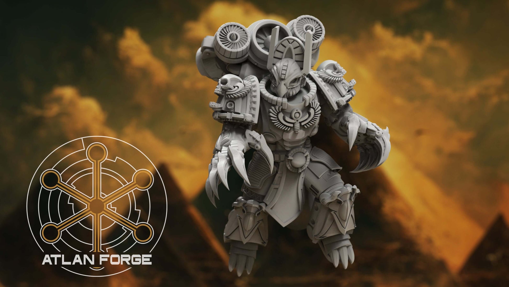 Aegyptian Scions of Aten elite sci-fi warrior squad with ornate armour