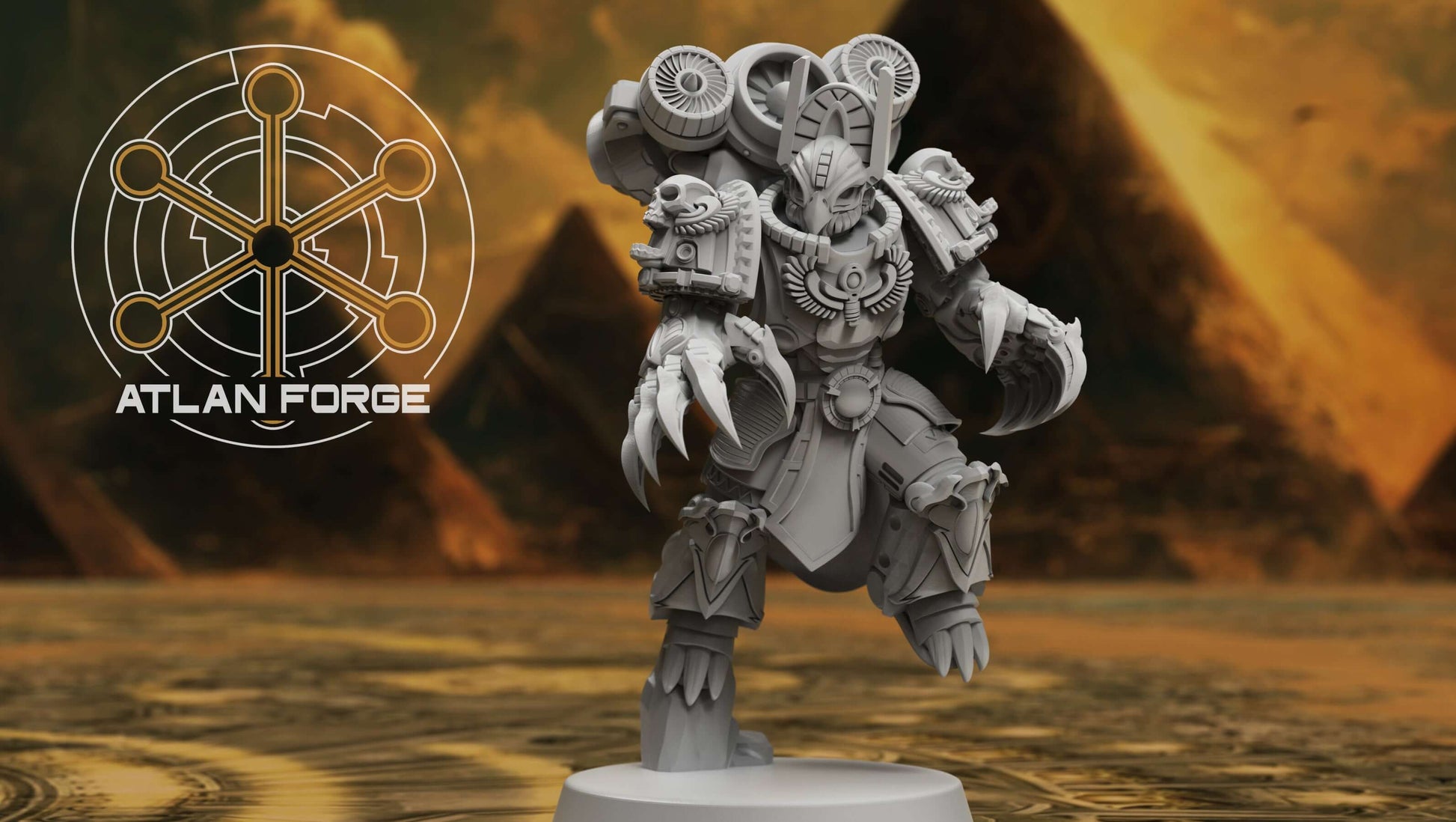 Aegyptian Scions of Aten elite sci-fi warrior squad with ornate armour