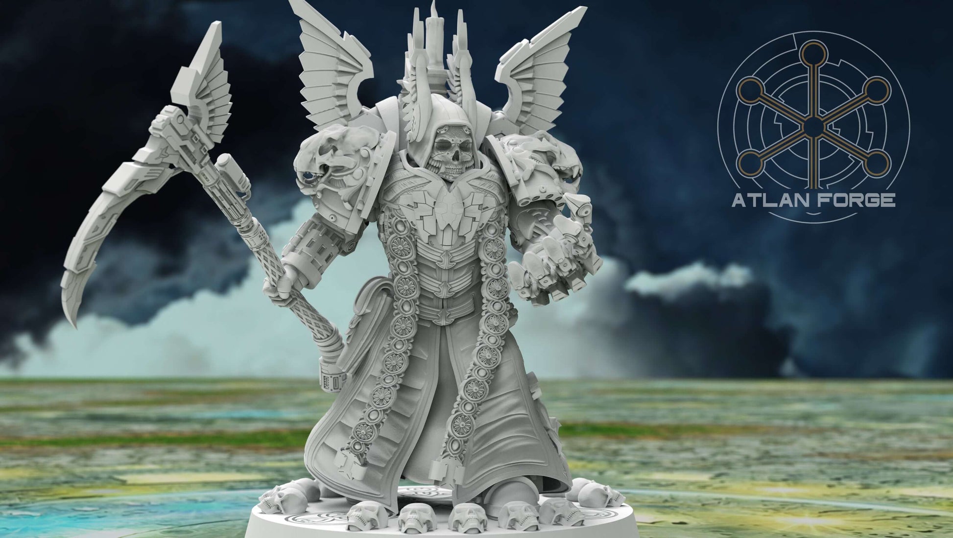 Angelic Soul Reaver winged warrior with scythe, crozius, and multiple helm and backpack options for a dramatic grimdark army leader.