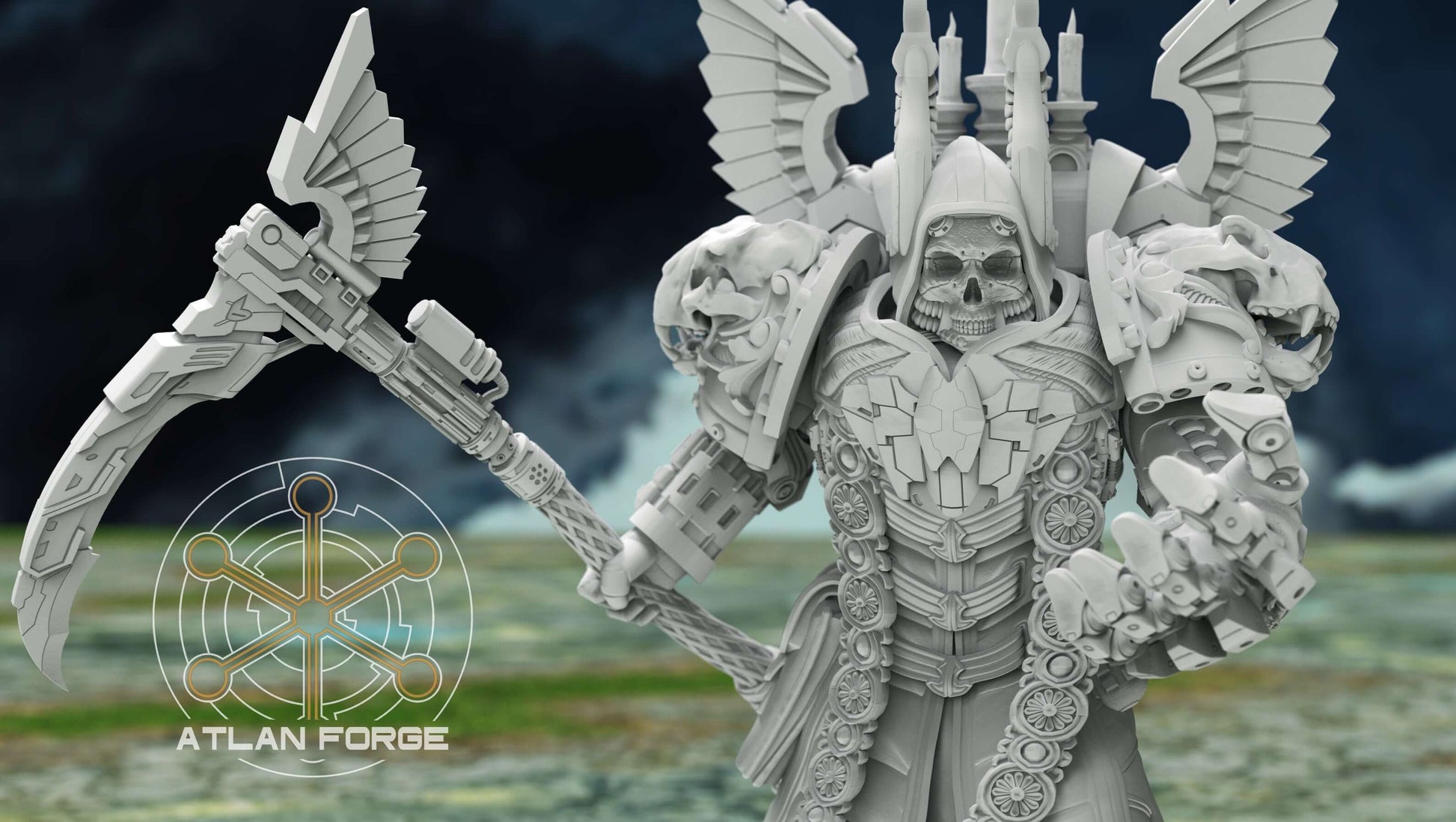 Angelic Soul Reaver winged warrior with scythe, crozius, and multiple helm and backpack options for a dramatic grimdark army leader.