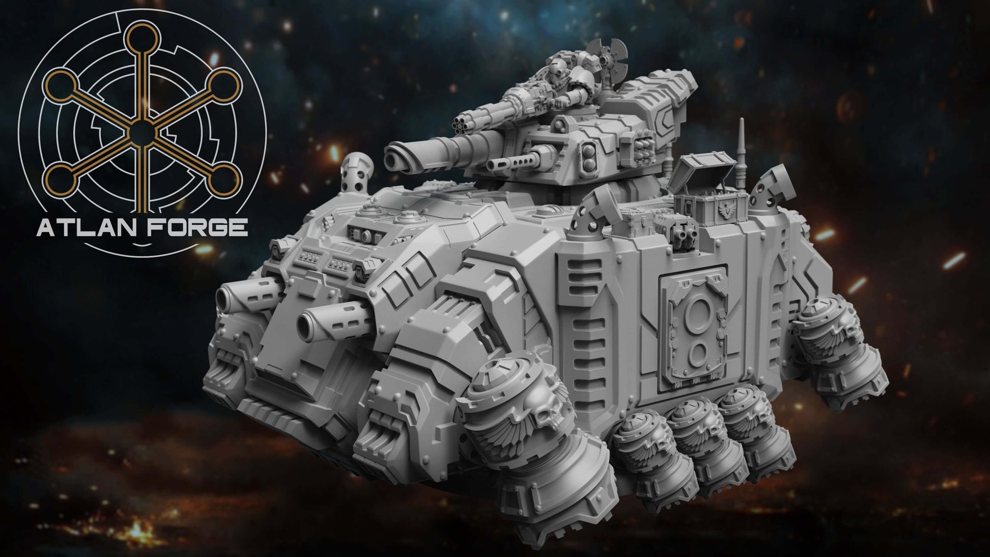 Sci-Fi Grav Tank – Deinotherium Heavy APC model with detailed armor and engines by Atlan Forge