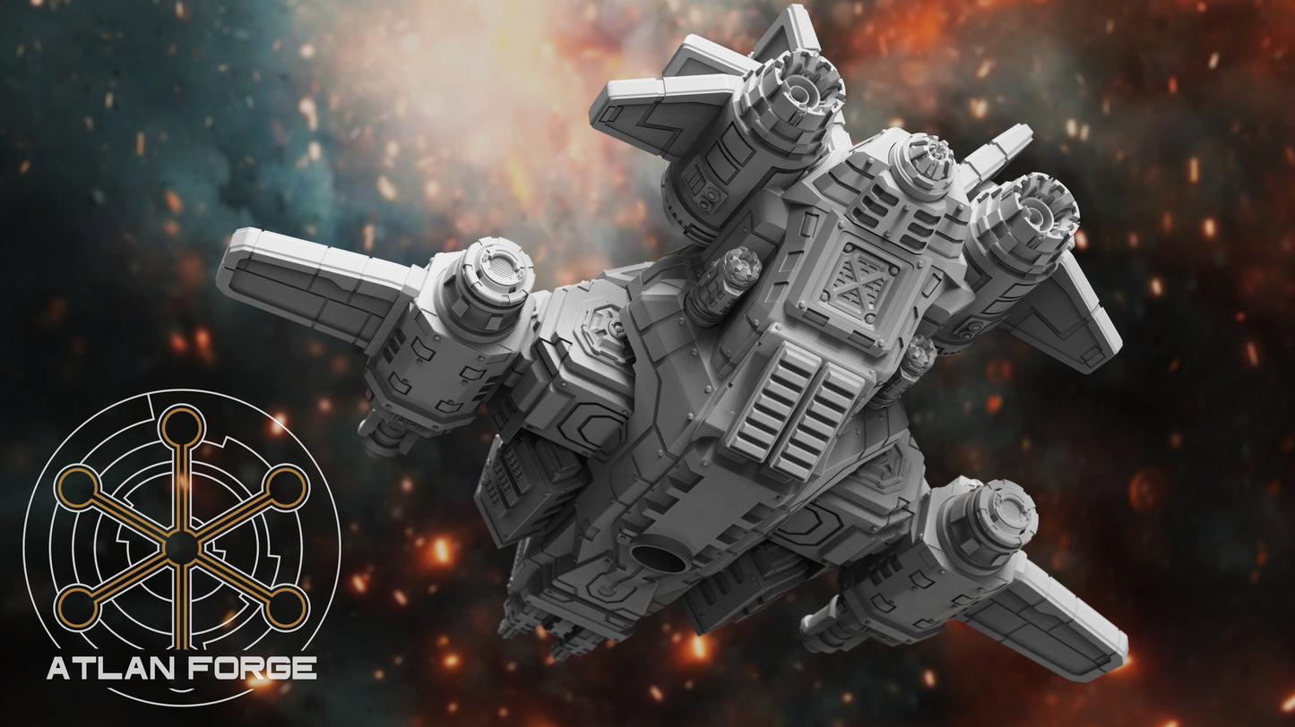 Starfalcon Sci-Fi Gunship miniature with heavy cannons and missile pods