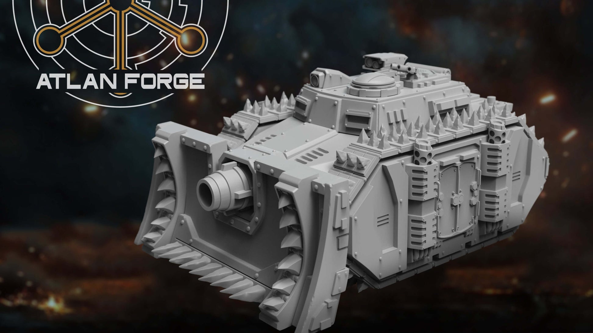 Siege Tank Bulldozer heavy assault vehicle with blade and drill attachments