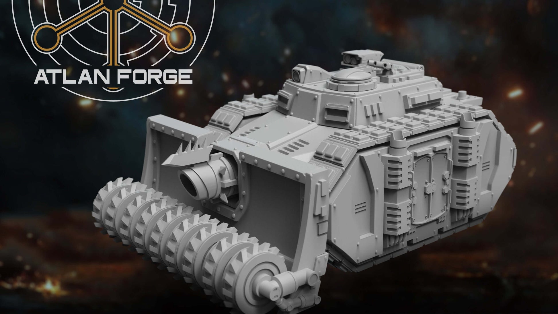 Siege Tank Bulldozer heavy assault vehicle with blade and drill attachments