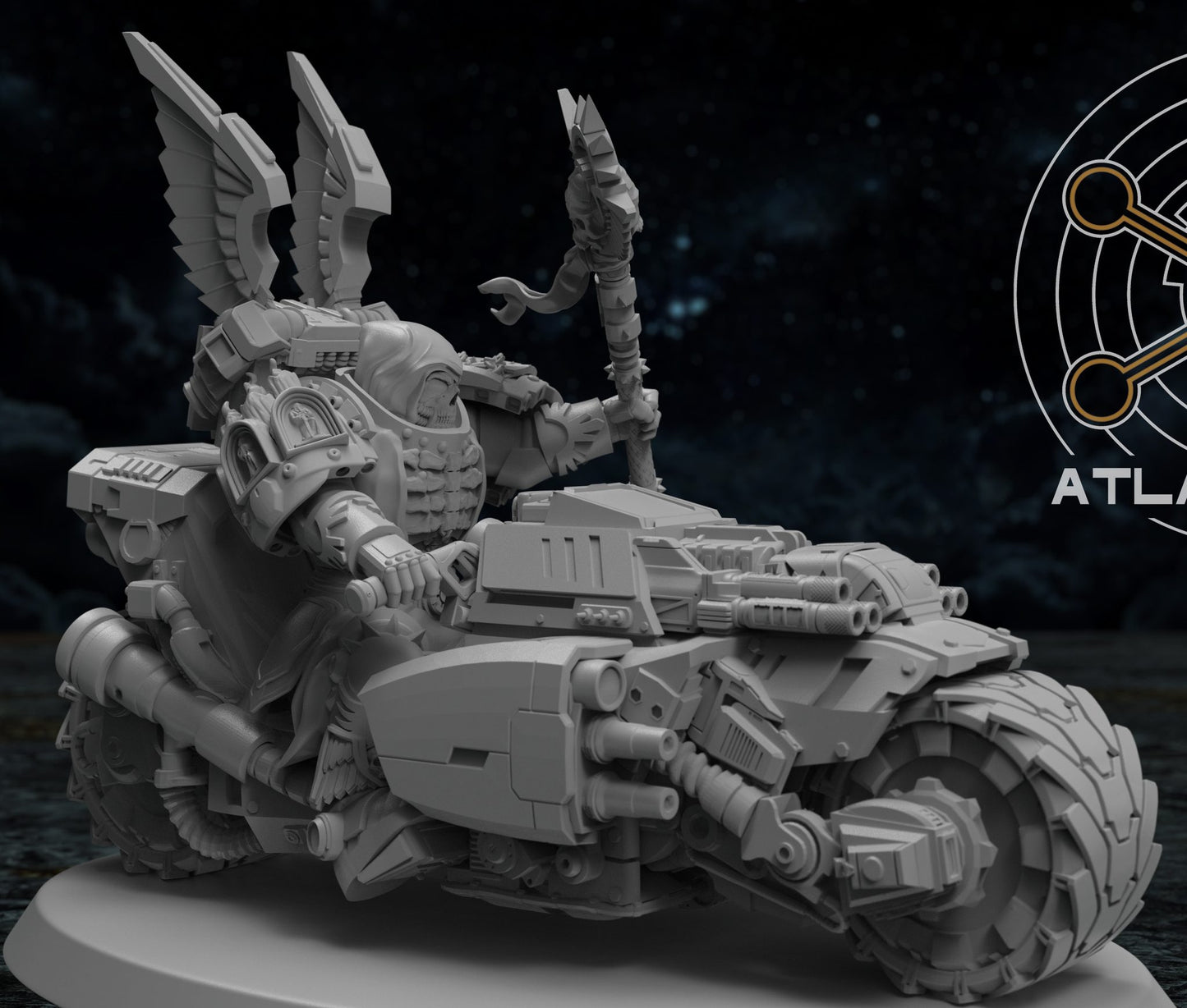 Angelic Cavalry Battle Pack, Bike-mounted Battle Priest- Sci-Fi Wargaming Miniatures