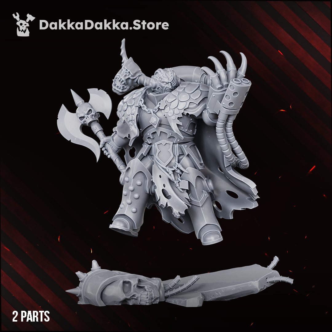 Morkidd Drake The Terrorstorm grey resin miniature shown unassembled in two parts on black background