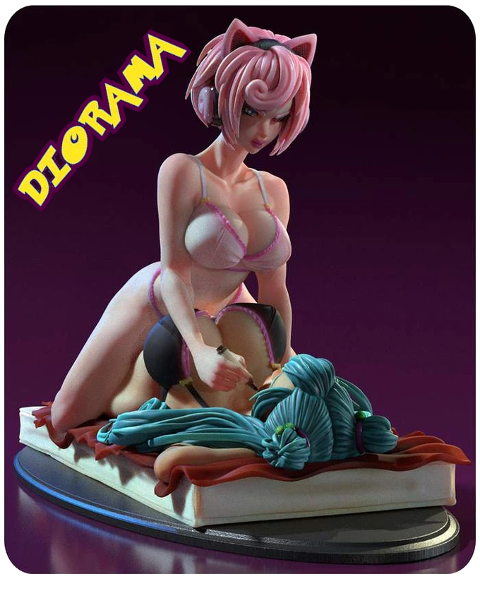 Jiglia & Laxie Diorama - Waifumon,  Pin Up Figurine, 1/6 Scale Collectable