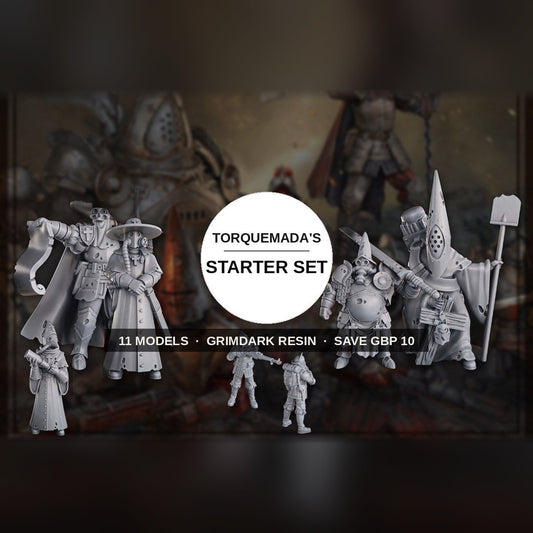 Torquemada's Inquisition Starter Set eleven grimdark resin miniatures shown together