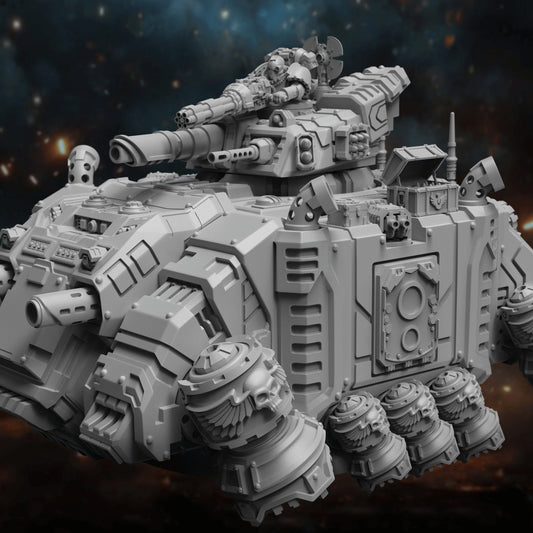 Sci-Fi Grav Tank hull viewed from front left, showing turret cannon and hull hatch