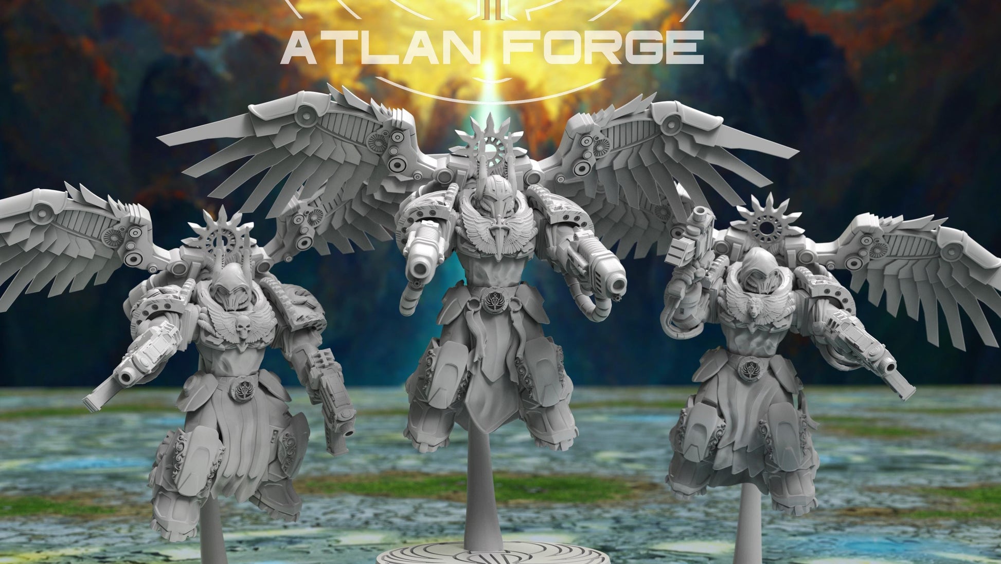 Angelic Seraphim - Atlan Forge, Sci Fi Tabletop Wargaming proxy miniatures, 32mm Scale