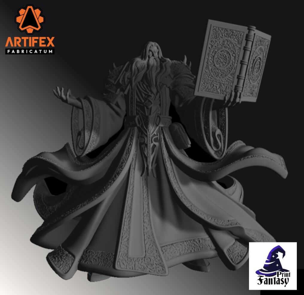 New! Grand Wizard Eldric from Print Fantasy, Figurine 80mm, 40mm, Fantasy RPG Dungeons