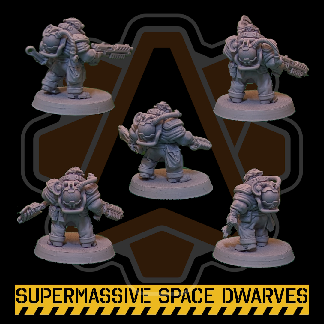 Space Dwarf Iron Veterans- Sci-Fi Wargaming Miniatures, 32mm