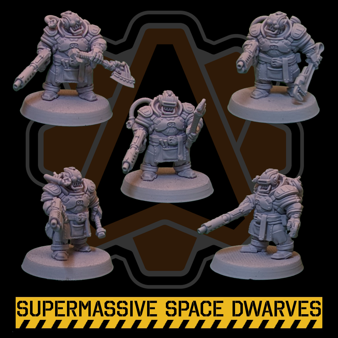 Space Dwarf Iron Veterans- Sci-Fi Wargaming Miniatures, 32mm