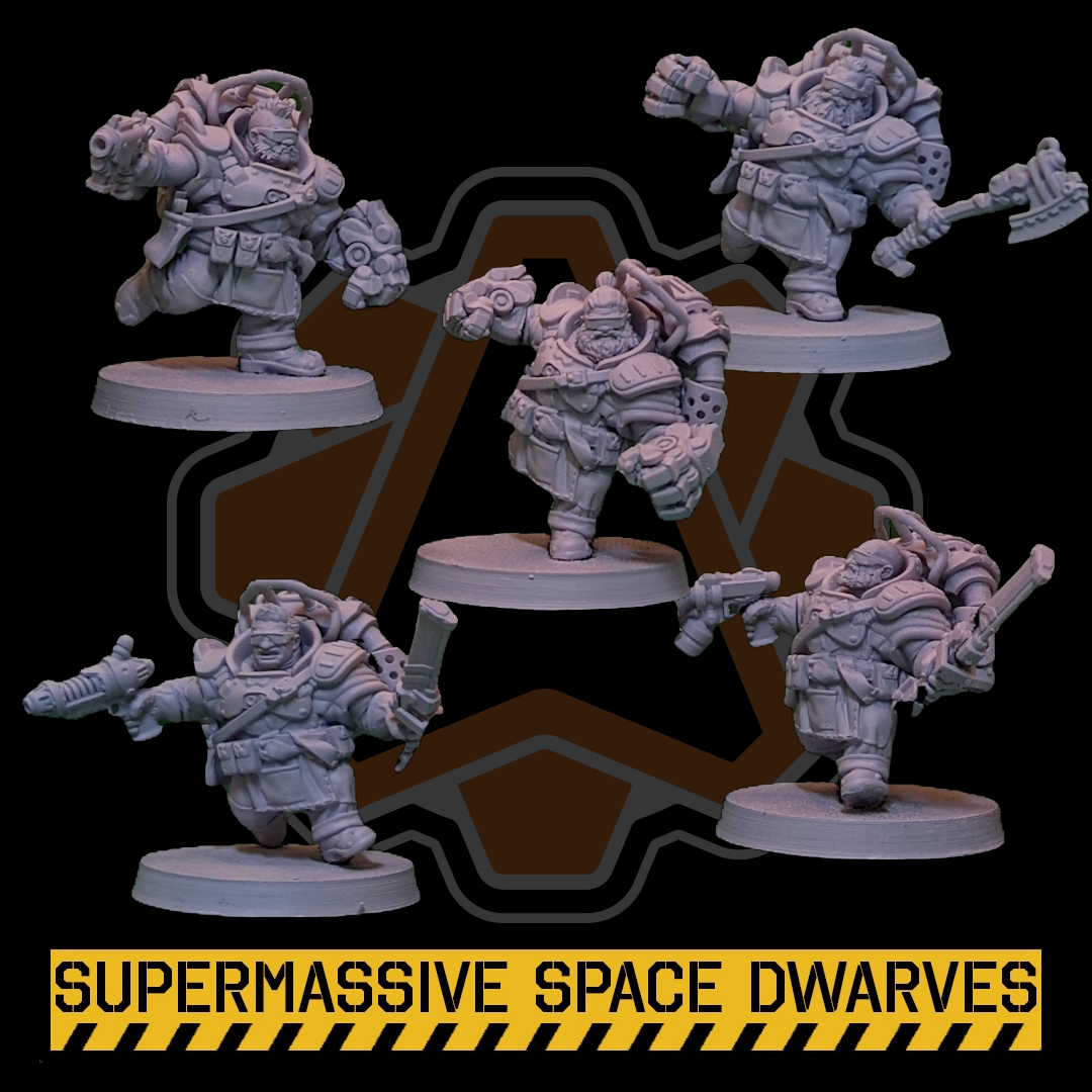 Space Dwarf Jetpack Warriors - Sci-Fi Wargaming Miniatures, 32mm