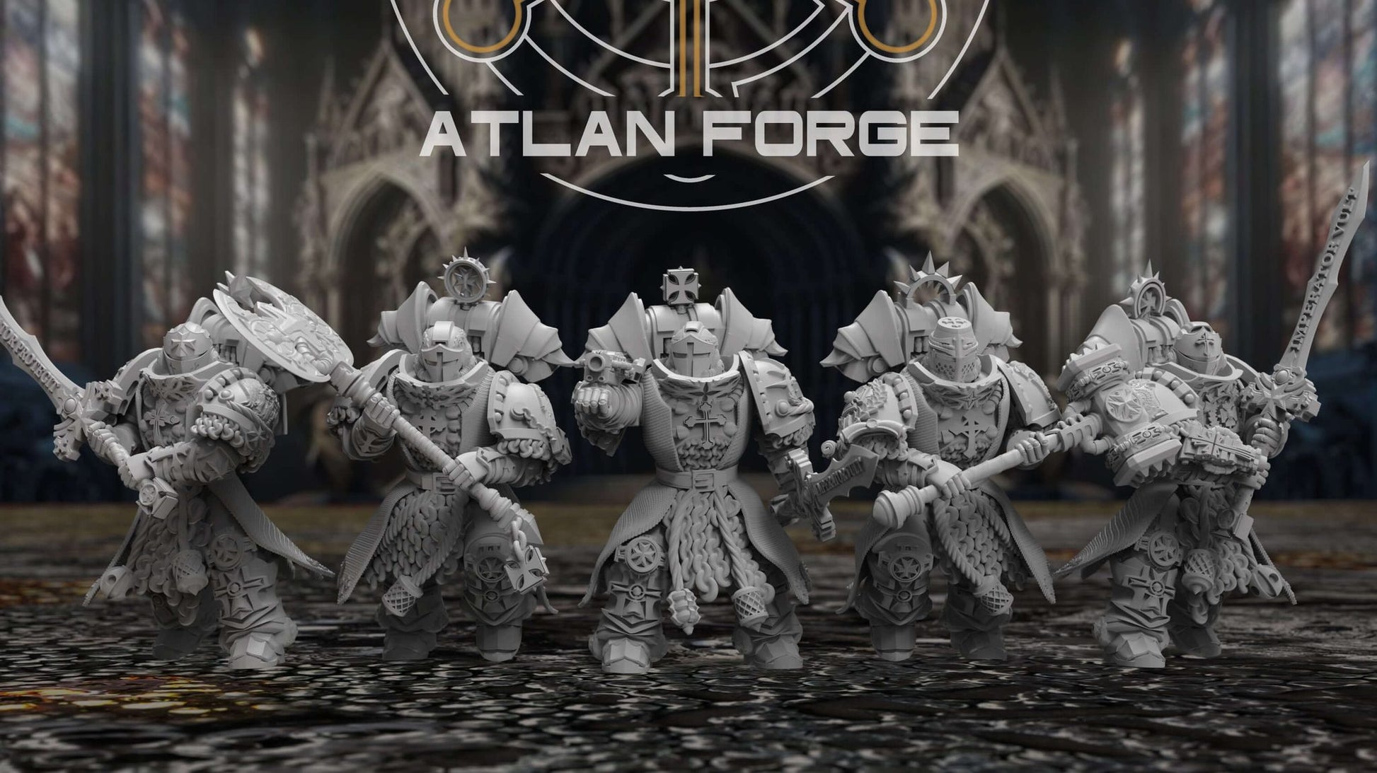 Templar Paladin Squad of five armoured knights, included in the Space Knights Battle Pack