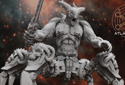 Demonic Arachne Dreadnought resin miniature showcasing its monstrous arachnid limbs and intricate details.