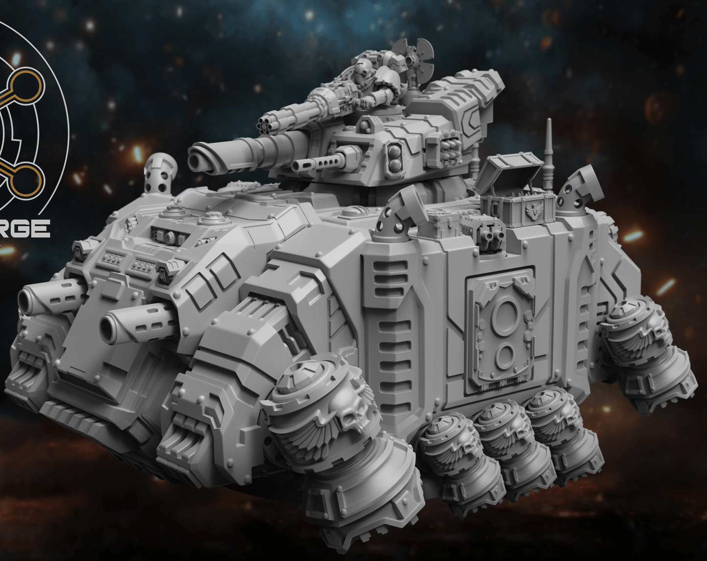 Sci-Fi Grav Tank – Deinotherium Heavy APC model with detailed armor and engines by Atlan Forge