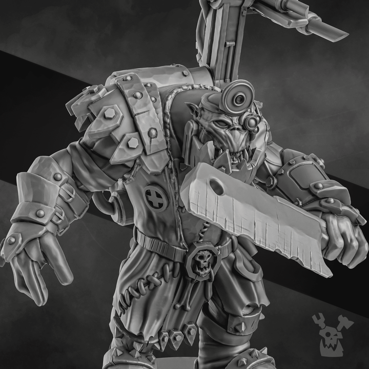 MedBoy from the Ork Set for Orktober - Sci-Fi Wargaming Miniature, 32mm Scale, high-quality grey resin, suitable for tabletop games