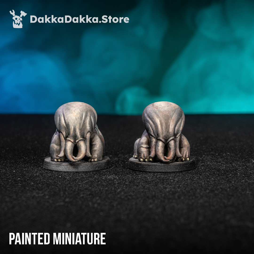 Tet’o Abyss Hound Puppies miniature set, Trench Crusade Style deep-sea horror creatures on round bases