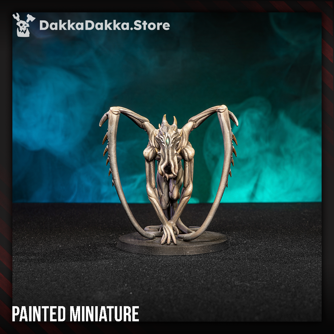 Trench Crusade Style - Tet’o Abyss Beast model, 48mm tall, showcasing a horrific alien design for tabletop gaming.