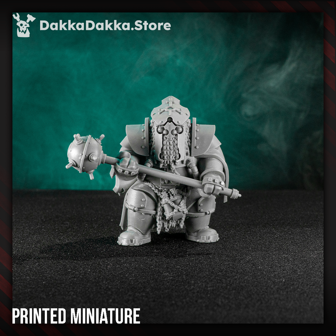 Trench Crusade Style heavy armoured trench warfare brute with spiked mace miniature