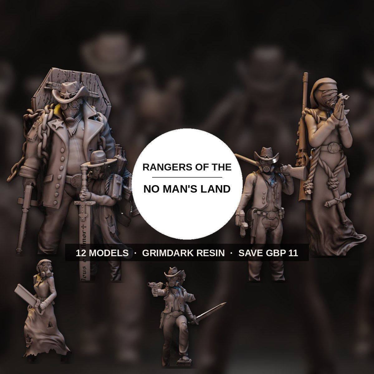 Rangers of the No Man's Land Complete Posse, 12 model grimdark resin warband