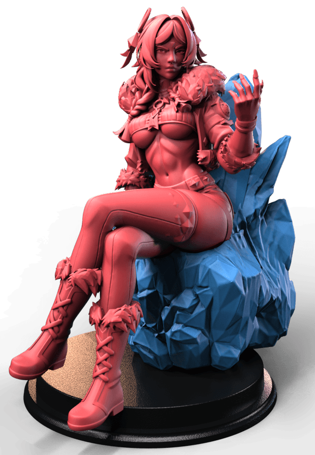 Iskarya Frostborn fantasy pin up ice throne miniature