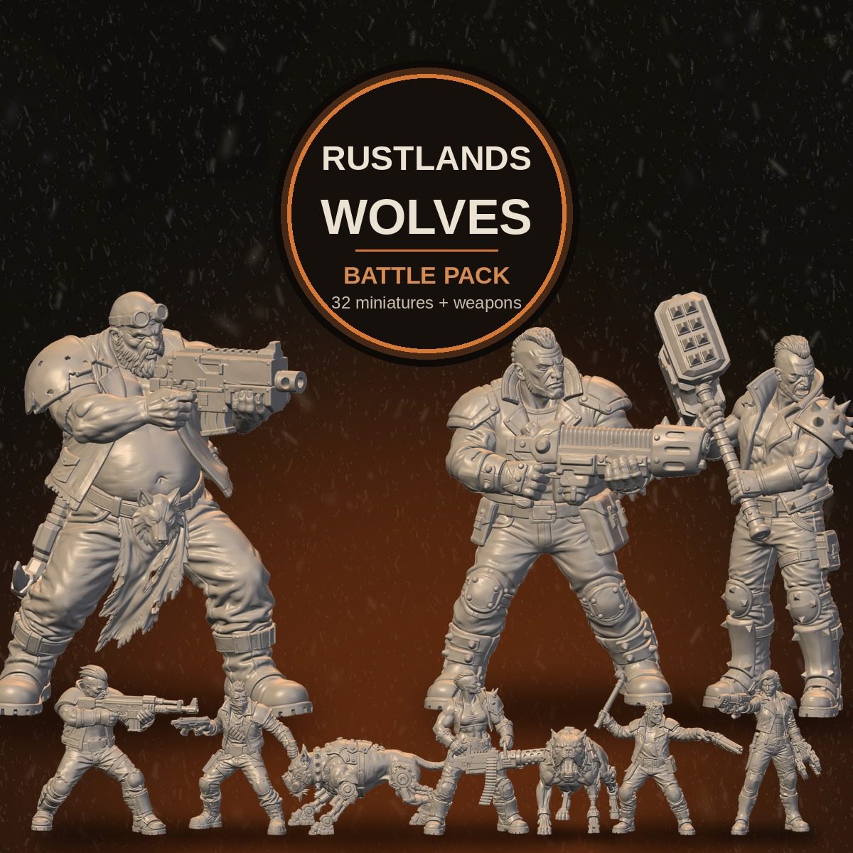Rustlands Wolves Complete Warband battle pack, resin miniatures by 42studio