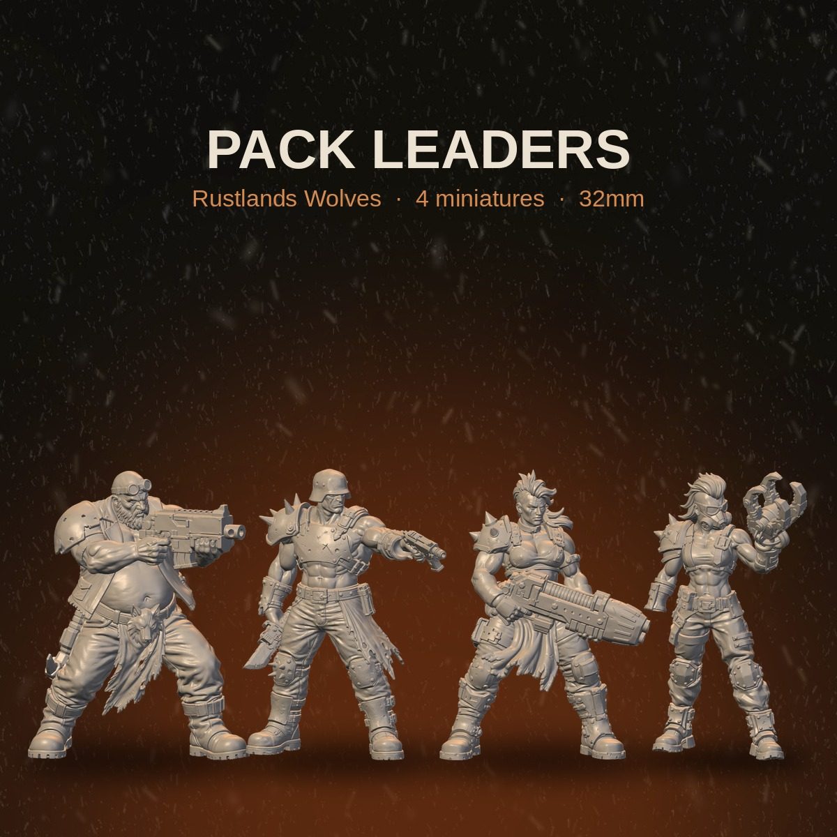 Rustlands Wolves Pack Leaders squad, 4 resin miniatures