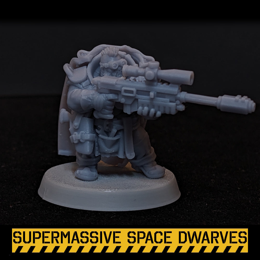 Space Dwarf Snipers - Sci-Fi Wargaming Miniatures, 32mm