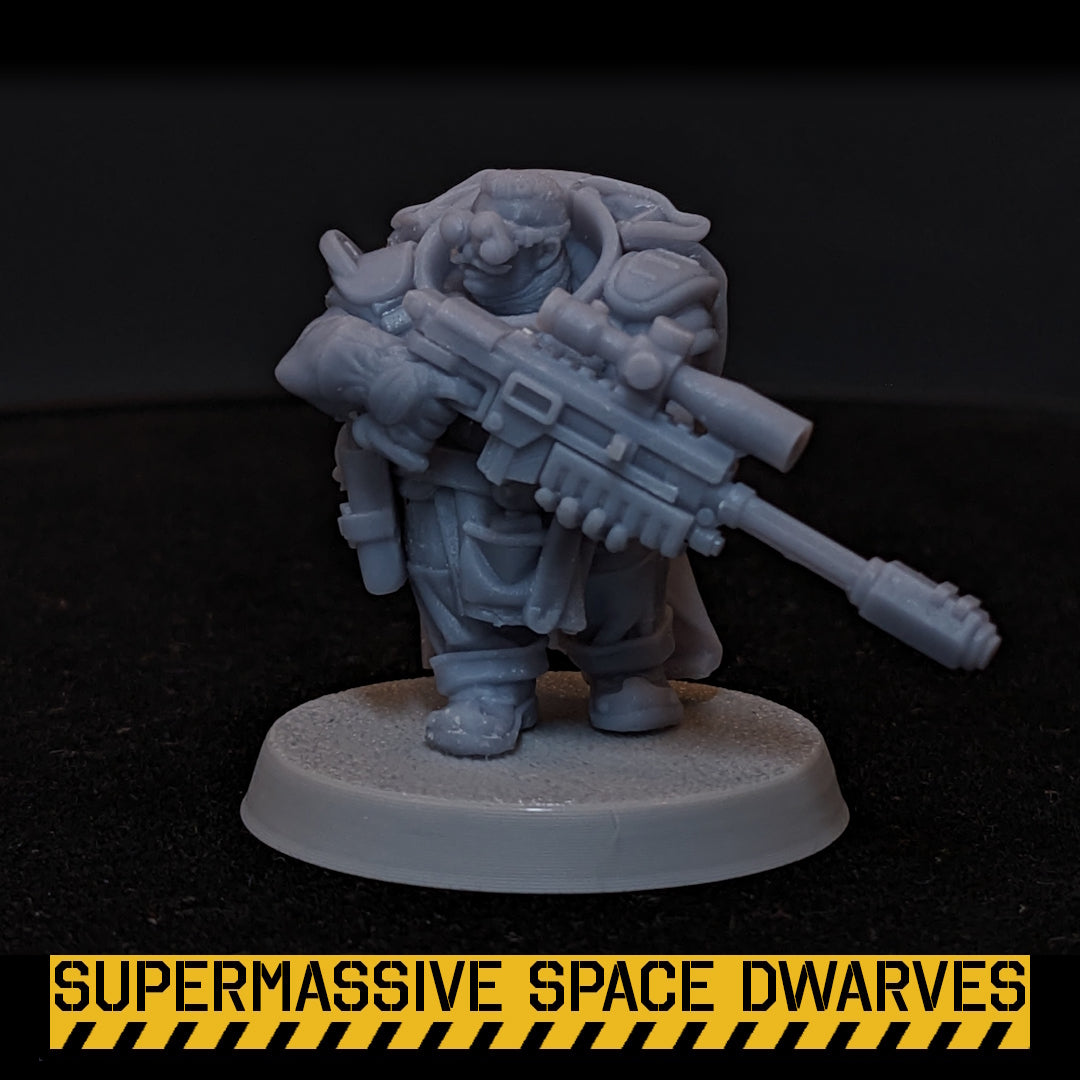 Space Dwarf Snipers - Sci-Fi Wargaming Miniatures, 32mm