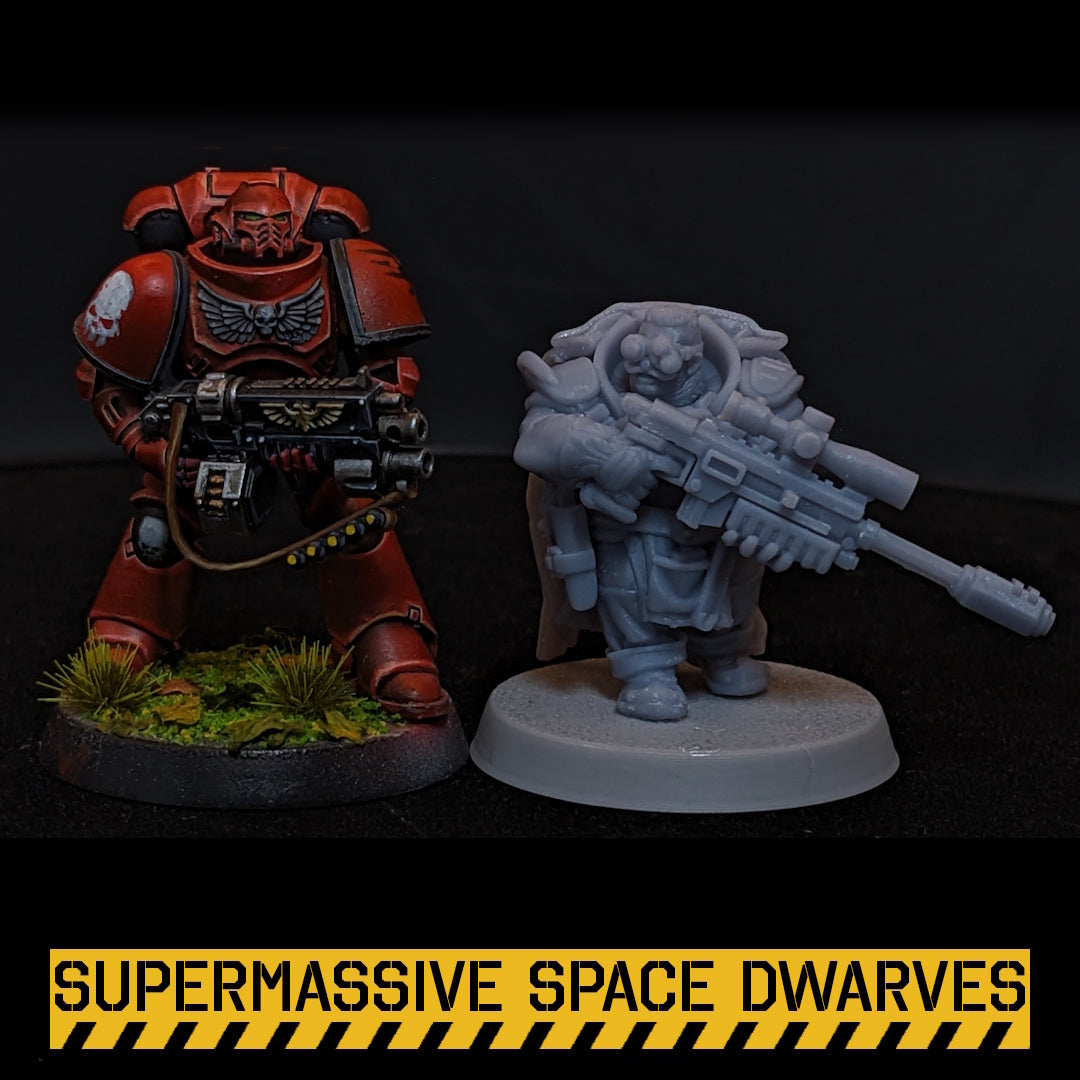 Space Dwarf Snipers - Sci-Fi Wargaming Miniatures, 32mm