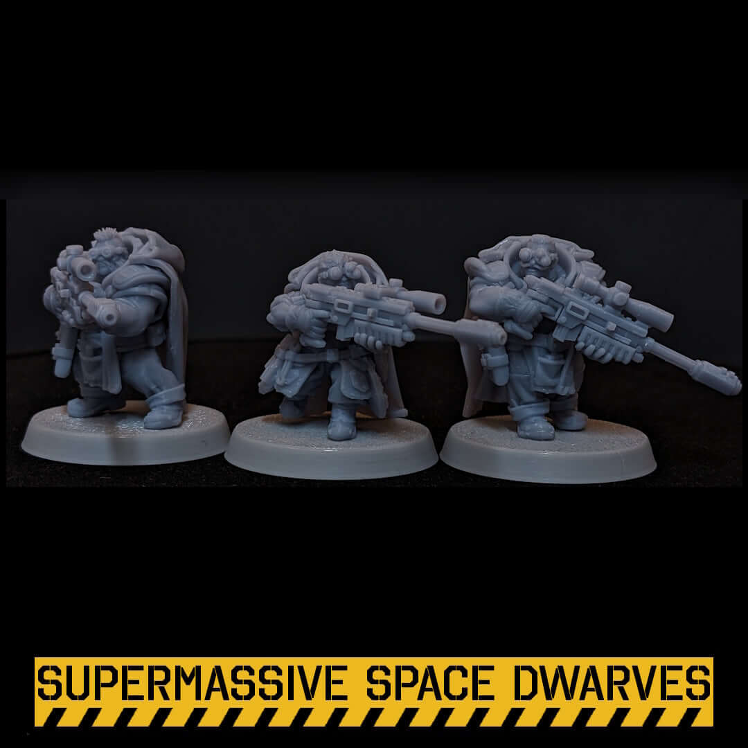 Space Dwarf Snipers - Sci-Fi Wargaming Miniatures, 32mm