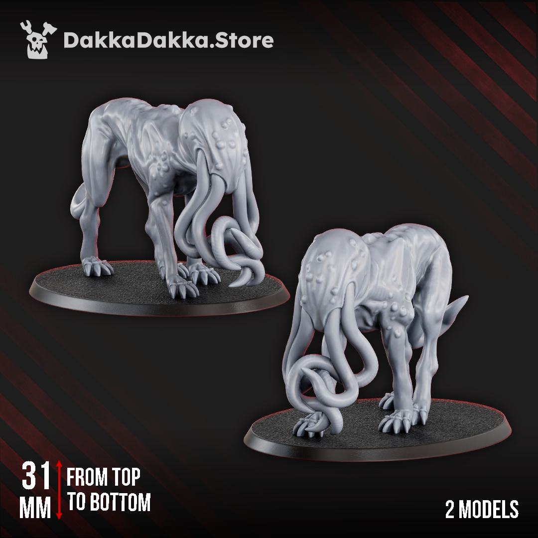 Trench Crusade Style - Abyss Hounds miniature models showcasing grotesque, embryonic designs