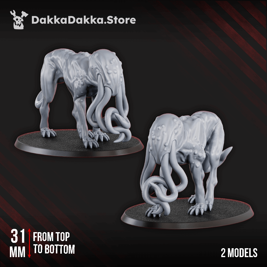 Tet'o Abyss Hounds Grimdark Resin Miniatures, 31mm included in Disciples of Tet'o – Coven Set