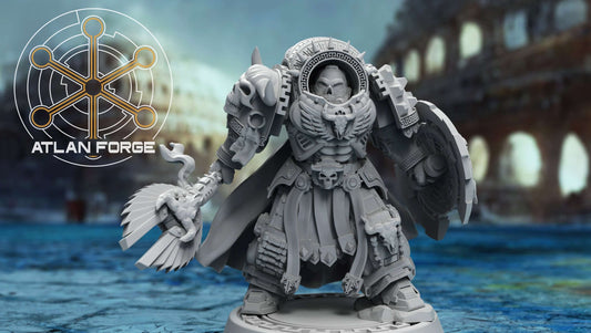 Minoan Myrmidon Battle Priest modular resin miniature with ornate armour and weapons